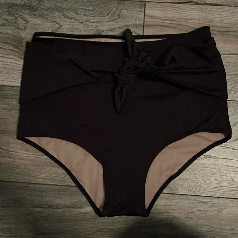 Kortni jeane high rise black tie swim bottoms